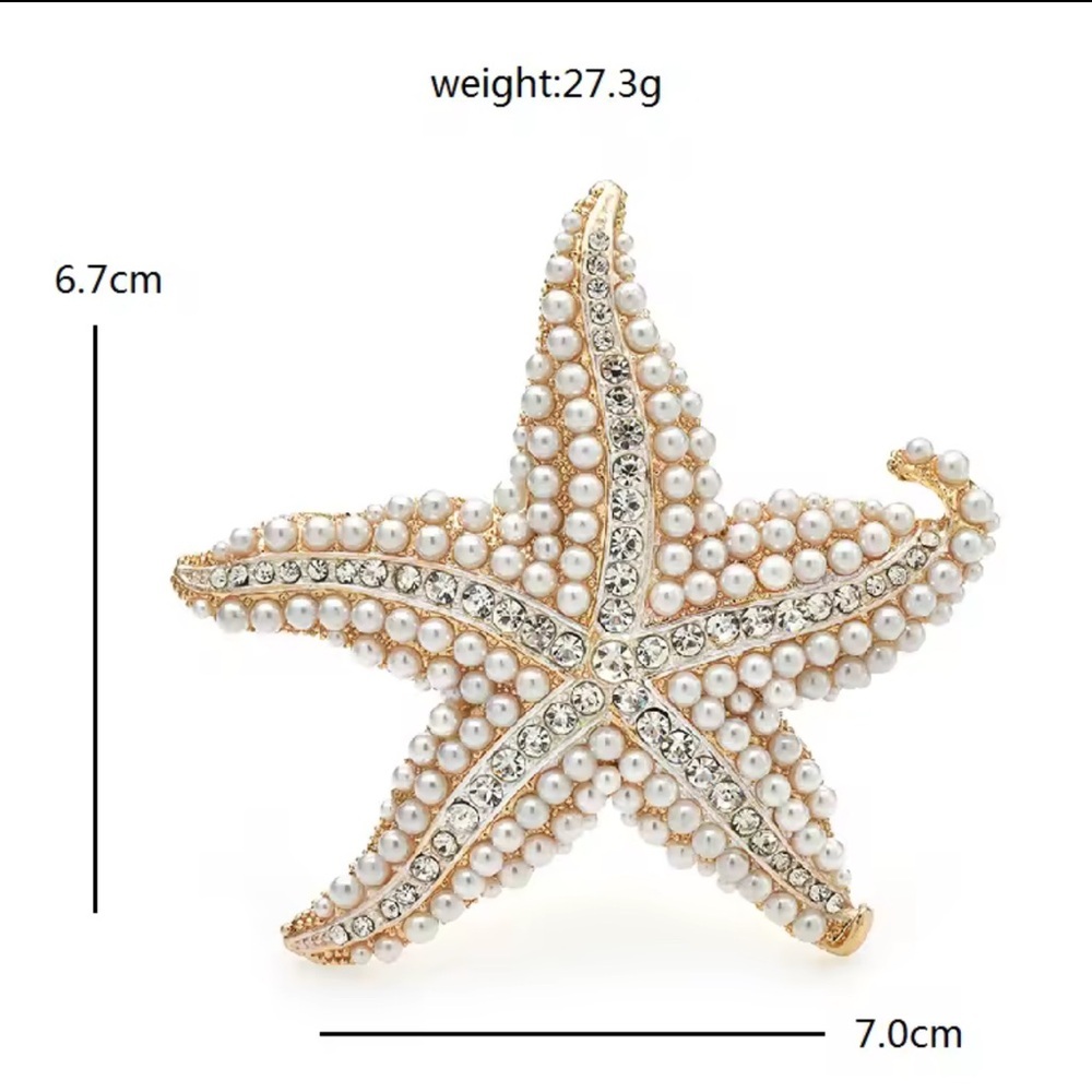 Betsey Johnson Gold and White Starfish Brooch - Picture 3 of 4